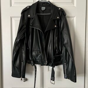 Arula Black Leather Biker Jacket
